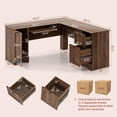 thumbnail image 3 of Giantex  L-Shaped Office Desk, Home Office Corner Computer Workstation w/Inner Adjustable Shelf, Space-Saving Study Writing Desk, Walnut, 3 of 6