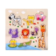 UsRHHA 9 Piece Wooden Puzzle Early Learning, Educational Baby KidsToysfor Brain Development, Colorful Puzzle Game