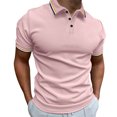 thumbnail image 1 of Styesk T Shirts for Man Fashion Leisure Solid Color Versatile Button Flip Collar Short Sleeve Top, 1 of 2