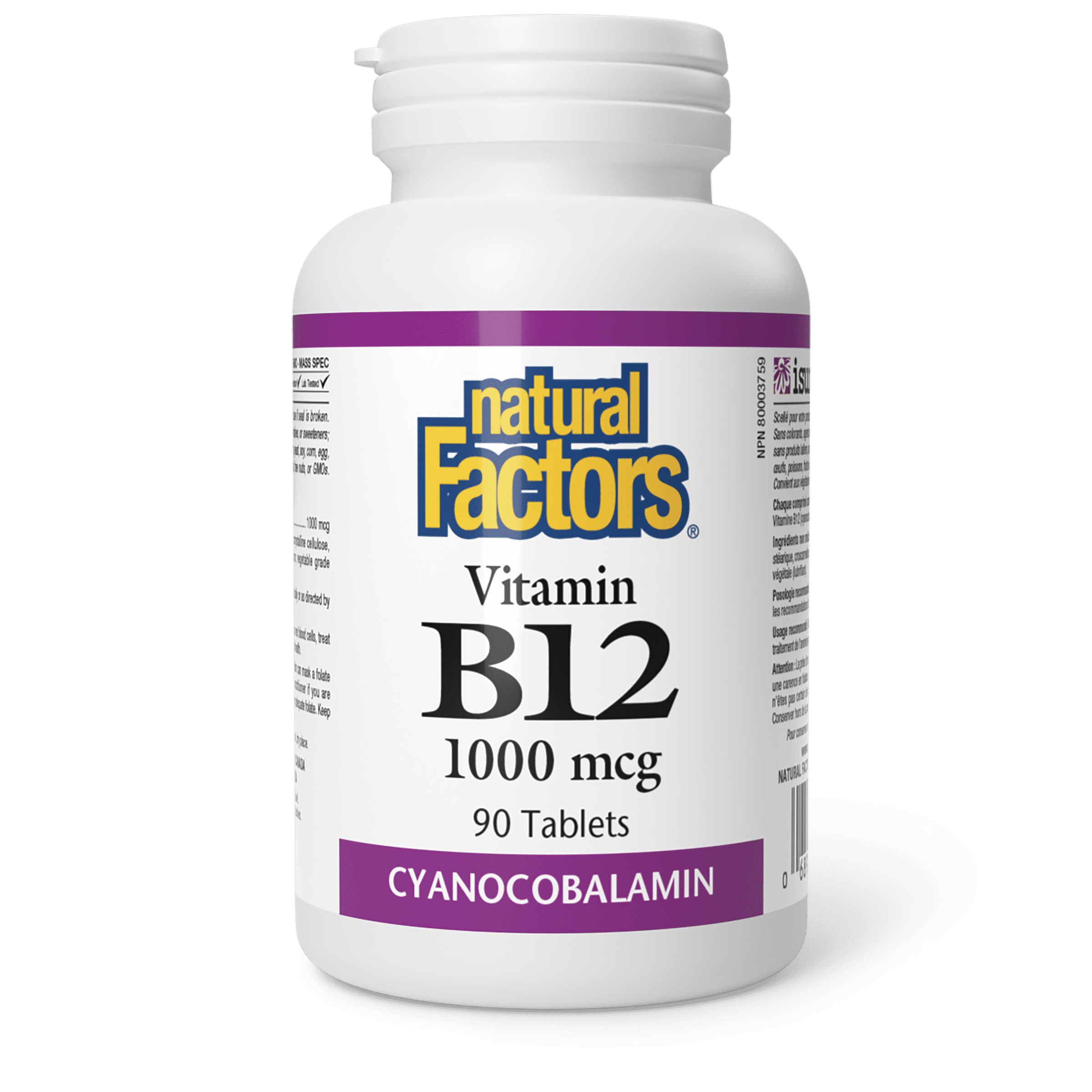 Natural Factors Vitamin B12 Cyanocobalamin 1000 mcg 90 Tablets