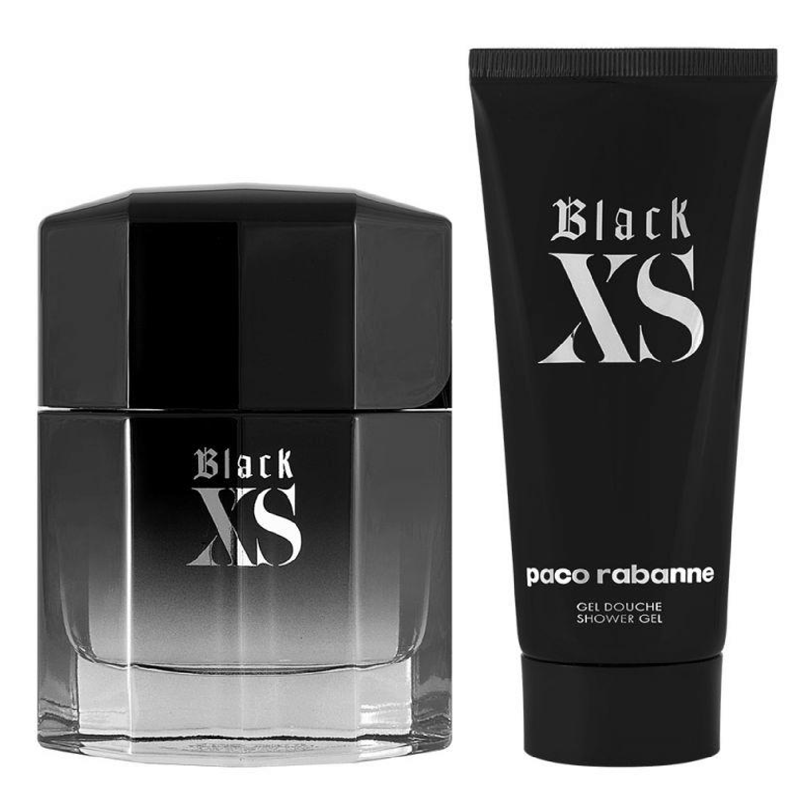 Black Xs by Paco Rabanne Tin Gift Set for Men 3.4 oz EDT Spray + 3.4 oz Shower Gel - New