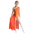 thumbnail image 1 of MSemis Robe de Danse Jazz Moderne Sans Manches pour Filles avec Strass Scintillants, Jupe de Ballet Orange 14, 1 of 6