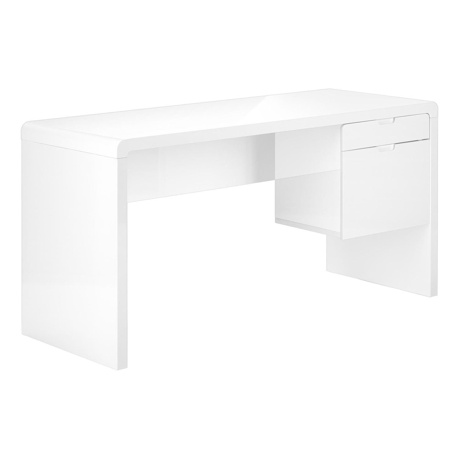 Monarch Specialties Bureau, Bureau À Domicile, Ordinateur Portable, Configuration Gauche, Droite, Tiroirs De Rangement, 60"l, Travail, Stratifié, Blanc Lustré, Contemporain, Moderne