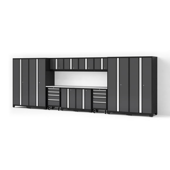 NewAge Products Série Audacieuse TG Ensemble de 14 Armoires de Garage avec Outil, Base, Armoires Murales et Casiers de 30 Po
