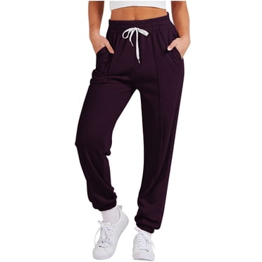 Posijego Women's Running Jogger Drawstring Elastic Waist Sweat Pants Solid Color Casual Athletic Pants