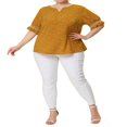 thumbnail image 2 of CHUANK Women‘s Plus Summer Pin Dots Ruffle Short Sleeve V Neck Blouses, 2 of 5