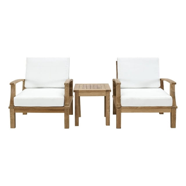 Modway Marina Ensemble de Conversation Moderne en Bois 3 Pcs en Naturel/blanc