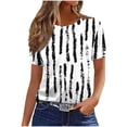 thumbnail image 1 of Pisexur Hauts pour Femmes, Hauts de Printemps pour Femmes 2025, Hauts pour Dames, T-shirt Imprimé Décontracté et Tendance pour Femmes avec Col Rond et Manches Courtes Blanc, P, 1 of 5