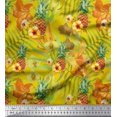 thumbnail image 1 of Soimoi Tissu Popeline de Coton Jaune Imprimé Lys & Fruits de Pin 1 Yard 42 Pouces de Large, 1 of 3