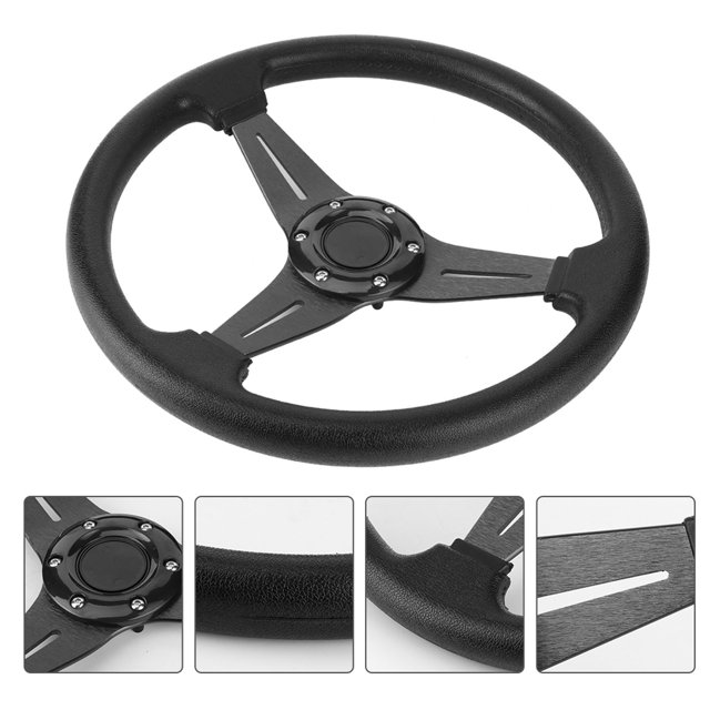 Universal Racing Steering Wheel, 14Inch 6 Anti Slip PU and Aluminum Gaming Steering Wheel with Horn Button for Racing / Car Sim Driving / JDM Sports Racing Steering Wheel