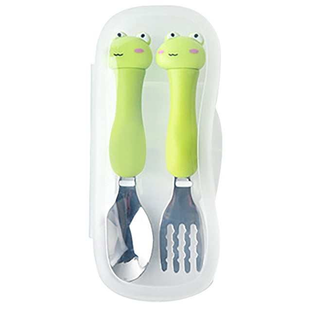 EGNMCR tableware set primary school stainless steel tableware cute fork spoon Dinner plate