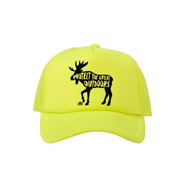 Protect the Great Outdoors Moose Trucker Hat - Black - Neon Yellow