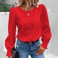 thumbnail image 1 of RXIRUCGD Haut/chemise à Manches Longues à Col Rond pour Femme, Décontracté, Uni, en Dentelle Patchwork, Rouge, Taille : TG, 1 of 5