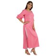 thumbnail image 4 of Moomaya Solid Rayon Kurta For Women bell Sleeve Drawstring Neck Long Ethnic Kurti, 4 of 6