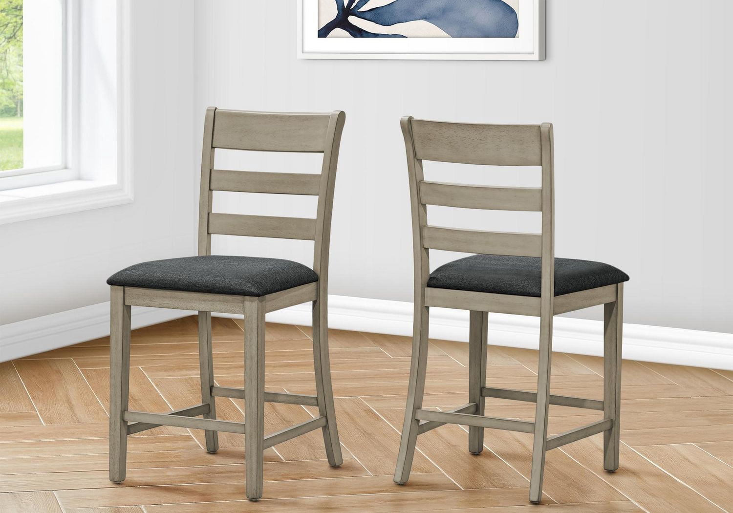 Monarch Specialties Dining Chair, 44" Height, Counter Height, Dining Room, Kitchen, Set Of 2, Upholstered, Side, Transitional