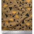 thumbnail image 1 of Soimoi Brown Velvet Fabric Dot,Zig Zag & Triangle Geometric Print Sewing Fabric Yard 58 Inch Wide, 1 of 1