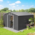 thumbnail image 2 of Outsunny 9' x 10.6' Garden Storage Shed w/ Steel Foundation Kit, Light Grey, 2 of 10