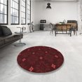 thumbnail image 4 of Ahgly Company Tapis Rond Lavable en Machine Intérieur Transitionnel Rouge Tomate, 5 Pieds Rond, 4 of 7