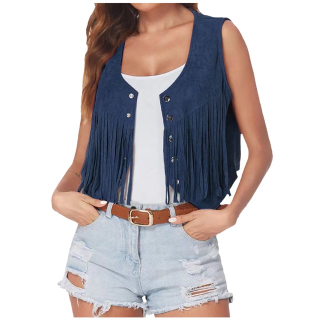 Birdeem Veste Ethnique pour Femmes Col Rond Sans Manches Cardigan Vintage Manteau Léger Uni