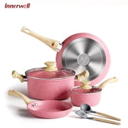 Innerwell Non Stick Granite Induction Cookware Set, 8 Pcs, Stay Cool Bakelite Handles