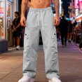 thumbnail image 1 of Ceisia Men Solid Color Loose Casual Pants Elastic Waist Drawstring Sports Gift Work Trousers, 1 of 9