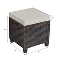 thumbnail image 2 of Gymax Ensemble de 2 Poufs Repose-Pieds en Rotin pour Patio Jardin Extérieur avec Coussin Brun, 2 of 10