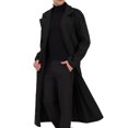 thumbnail image 4 of INSPIRE CHIC Men's Winter Pea Coat Notch Lapel Double Breasted Solid Color Overcoat L Black, 4 of 7