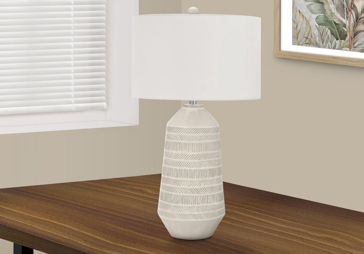 Monarch Specialties  Luminaire, 33"h, Lampe De Table, Teinte Ivoire / Crème, Crème, Contemporain