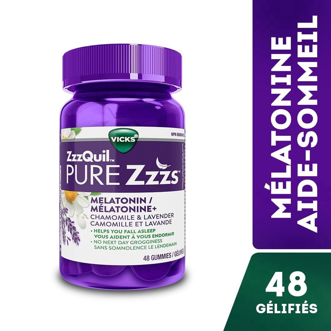 Vicks ZzzQuil PURE Zzzs Melatonin Sleep Aid Gummies with Chamomile, Lavender, & Valerian Root