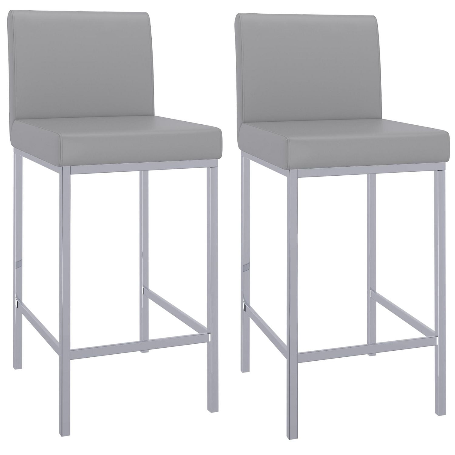 Ensemble de deux tabourets de comptoir contemporains de 26 po, gris