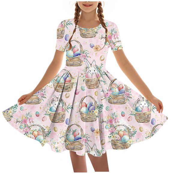 LOVZFMLL Kids Cute Print Dress Stretchy Camisole Sleeveless Dress A Line Dress