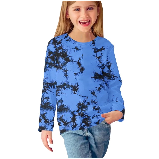 WRKEKC Chemises à Manches Longues pour Filles, T-Shirts à Manches Longues pour Filles, Chemises à Manches Longues à Imprimés pour Filles Jolis Chandails Ras du Cou Blouses Habillées Décontractées Vêtements