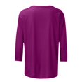 thumbnail image 4 of Pompotops T-shirt Uni pour Femme, Blouse Mi-Longue à Manches 3/4, Col Rond, Hauts Décontractés, Liquidation, 4 of 5