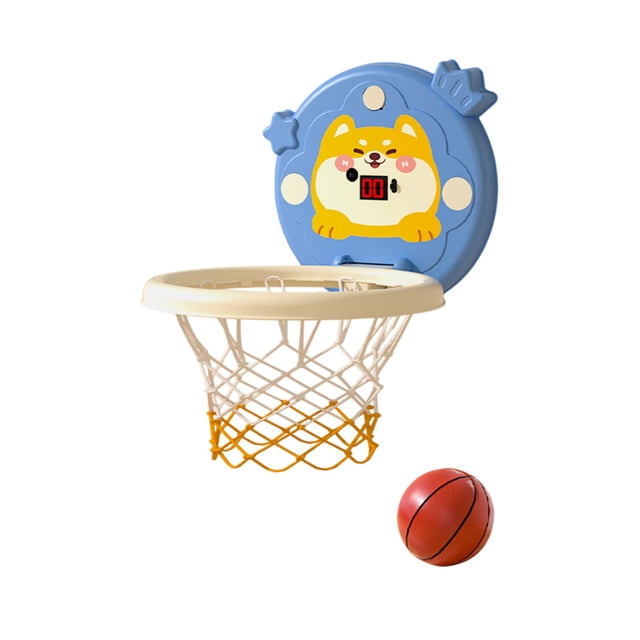 Blue Kids Indoor Basketball Hoop With Sensing Scoring And Voice Encouragement Foldable