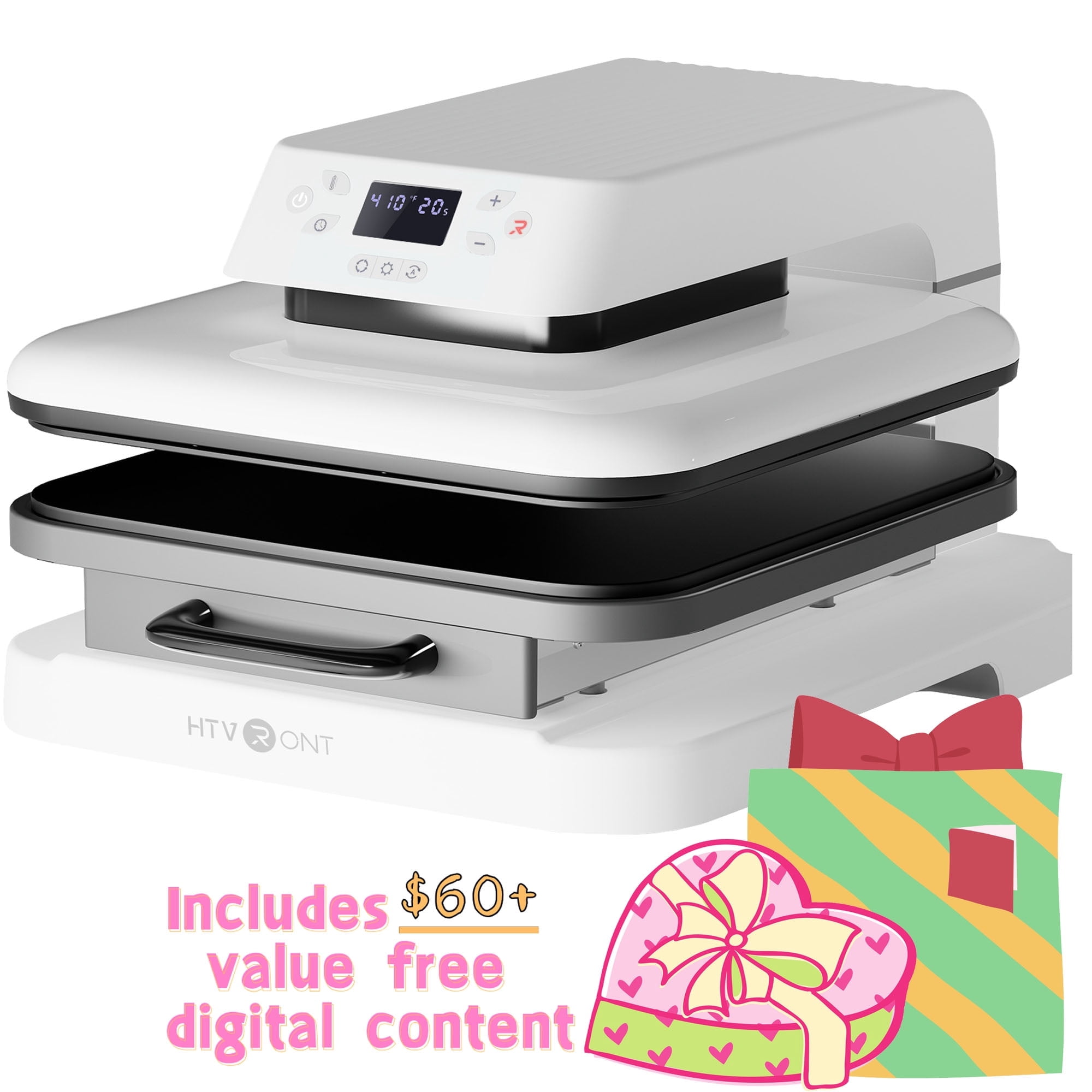HTVRONT 1500W 15"x15" Auto Heat Press Machine Bundle, Sublimation Printer Transfer HTV Vinyl,White