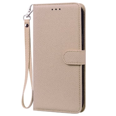 for Samsung Galaxy S21 Wallet Case, Premium PU Leather Magnetic Flip Phone Cover with Wrist Strap Kickstand  Card Slots Case for Samsung Galaxy S21 6.2 Inch,Beige