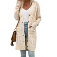 thumbnail image 1 of Avamo Ladies Cardigans Open Front Sweaters Long Sleeve Cardigan Sweater Mid Length Jacket Travel Outwear Apricot XL, 1 of 2