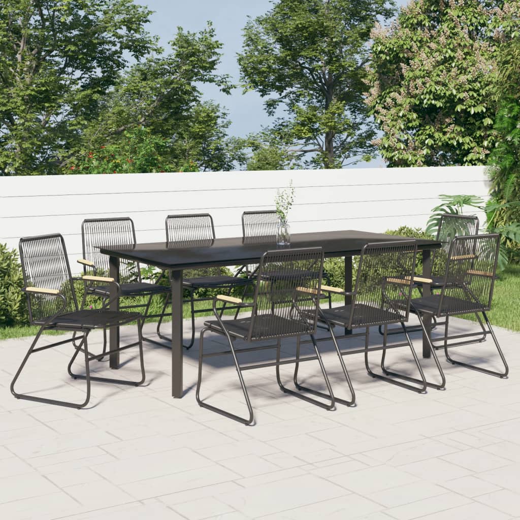 vidaXL Ensemble de Salle à Manger de Jardin 9 Pcs en Rotin PVC Noir