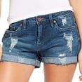 thumbnail image 4 of Birdeem Womens Denim Button Zipper Short Summer Mid Waist Stretchy Pockets Jean Shorts, 4 of 9