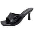 thumbnail image 1 of yulier Womens Heeled Sandals Square Toe Single Strap Open Toe Slip On Mules Slide Sandals Stiletto Heels, 1 of 5