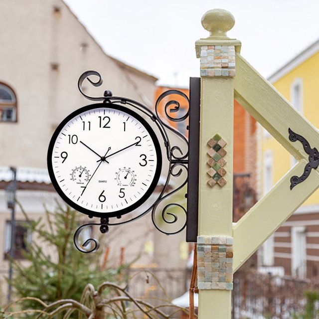 CHUANK Sales Outdoor Garden Retro Clock Waterproof Temperature Measurement Hygrometer 12 Inches Outdoor