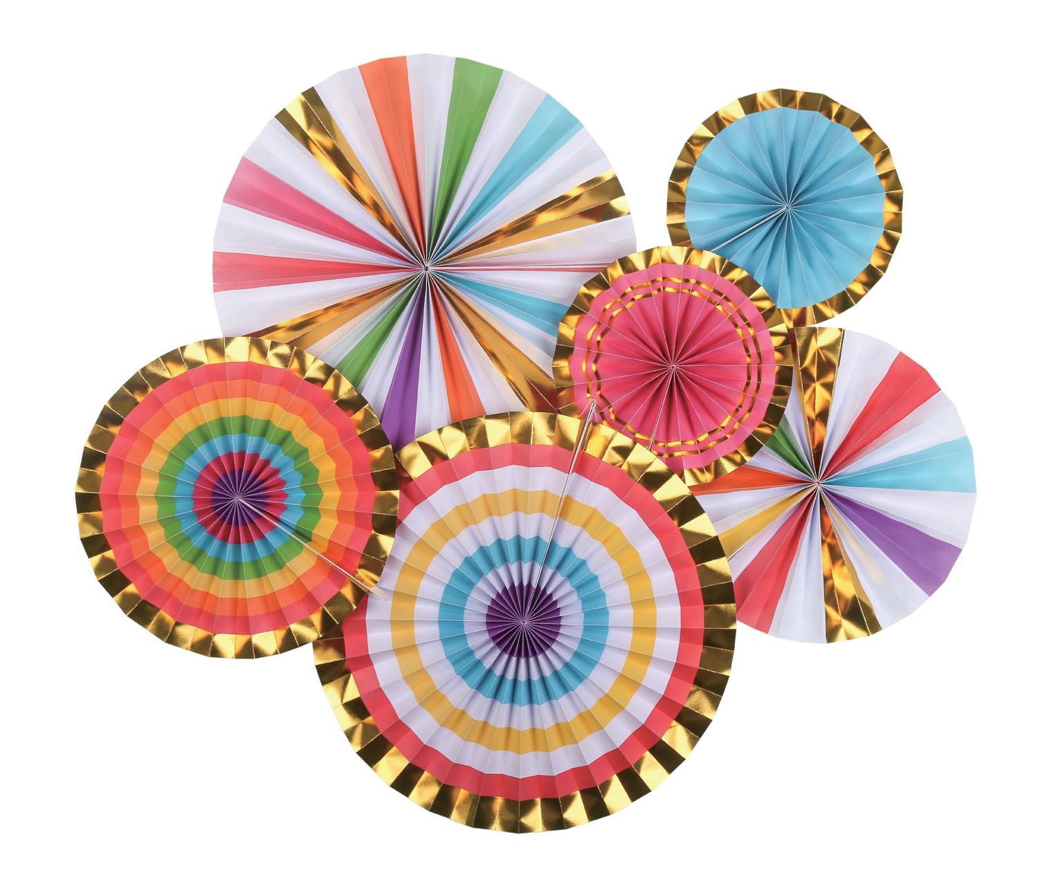6 VENTILATEURS EN PAPIER ARC-EN-CIEL