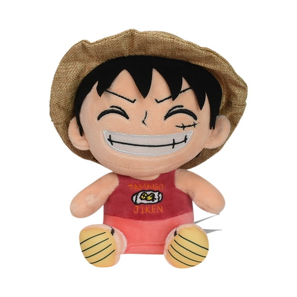Peluche One Piece de 9,8 Po Monkey D. Luffy avec T-Shirt Tamago Jiken, Jouet en Peluche Personnage d'Anime, Figurine Douce de Collection pour les Fans
