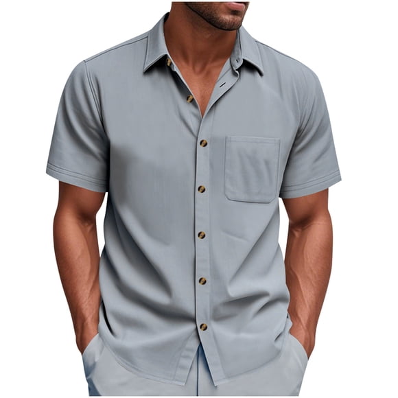 Taqqpue Mens Dress Shirts Short Sleeve Button Down Shirt Casual Summer Beach Vacation Wedding Tops with Pocket