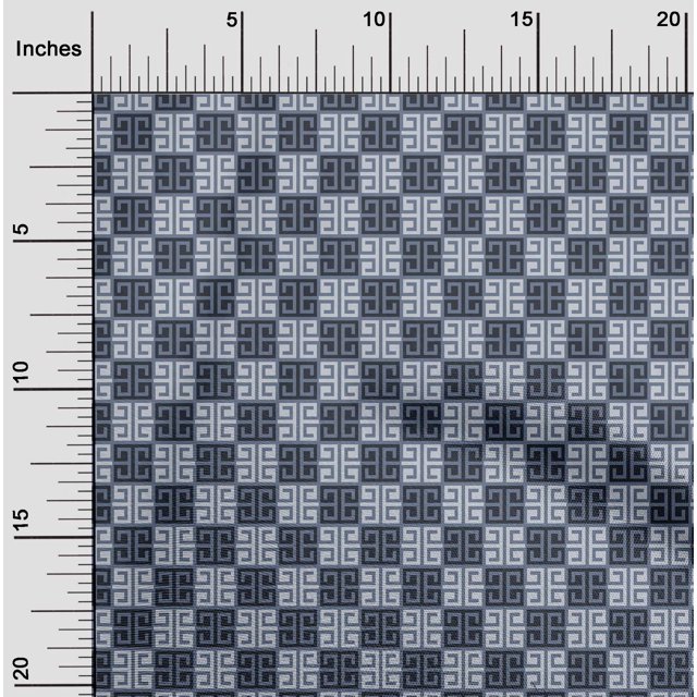 oneOone Organic Cotton Poplin Twill Fabric Greek Key Geometric Printed Craft Fabric BTY 42 Inches Wide