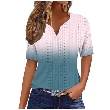 Womens V-neck Solid Color T-shirt Top