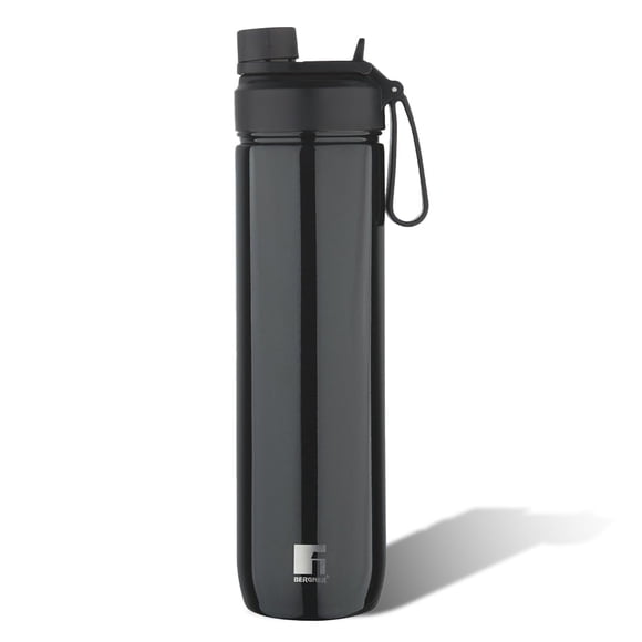 Metallic Ebony Thermo Steel Bottle Or Flask 530ml | Hot & Cold, Vacuum Insulated - Flip Top Lid With Strap | Rust & Leak Proof