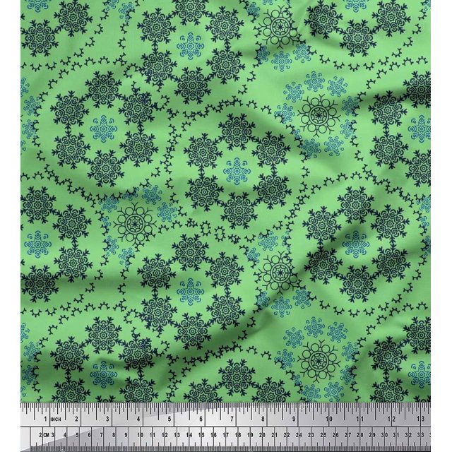 Soimoi Cotton Poplin Fabric Snowflake Artistic Decor Fabric Printed Yard 56 Inch Wide