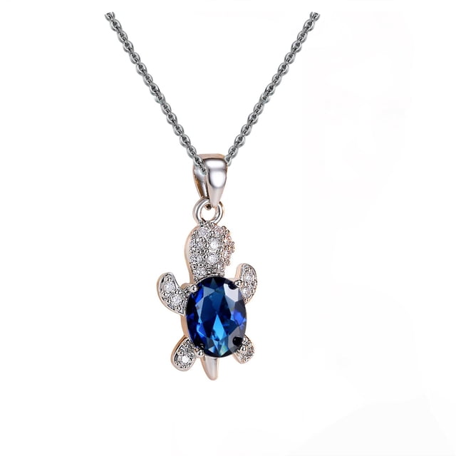 Openpig Collier Tortue Pierre de Naissance Bijoux pour Femmes Bleu Joli Traité