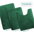 thumbnail image 3 of Set of 3 Clara Clark Bath Mat Bathroom Rug - Absorbent Memory Foam Bath Rugs - Non-Slip, Thick, Cozy Velvet Feel Microfiber Bathrug - Hunter Green - Large 20"x32" - Small 17"x24" - Contour 24"x20", 3 of 6